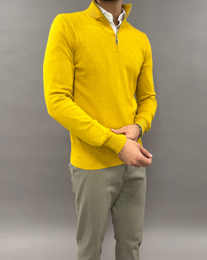 MAGLIA MEZZAZIP SENAPE