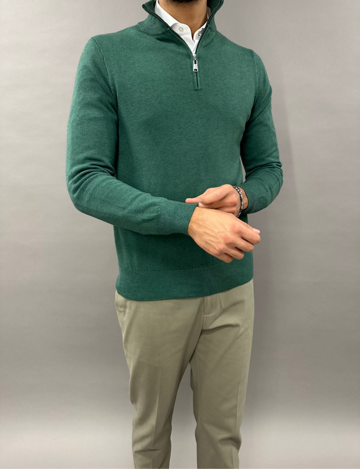 MAGLIA MEZZAZIP VERDE