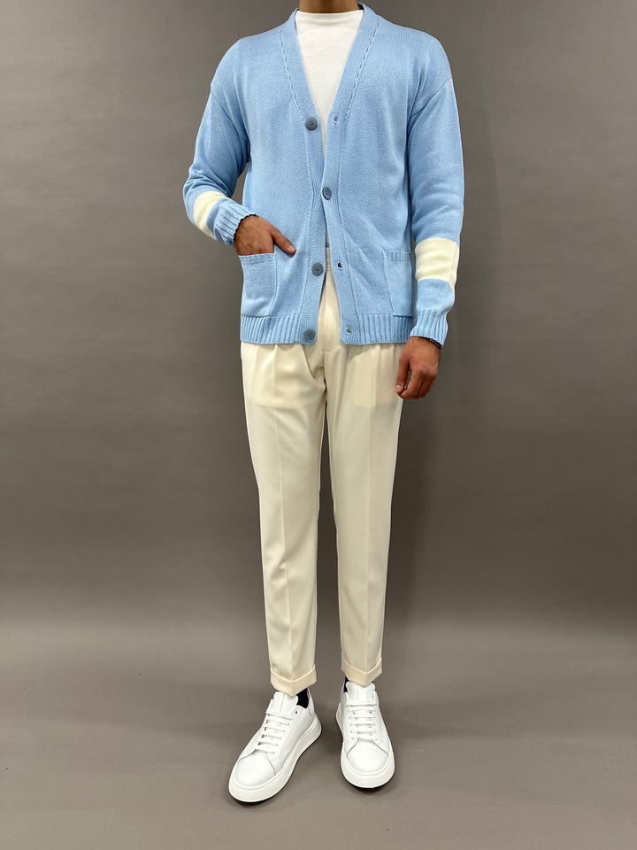 CARDIGAN GRANO CELESTE