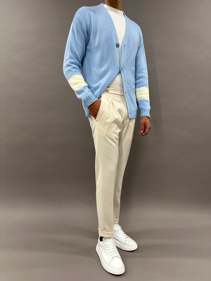 CARDIGAN GRANO CELESTE